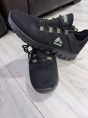RBX Black Knit Sneakers with Olive Logo and Tabs